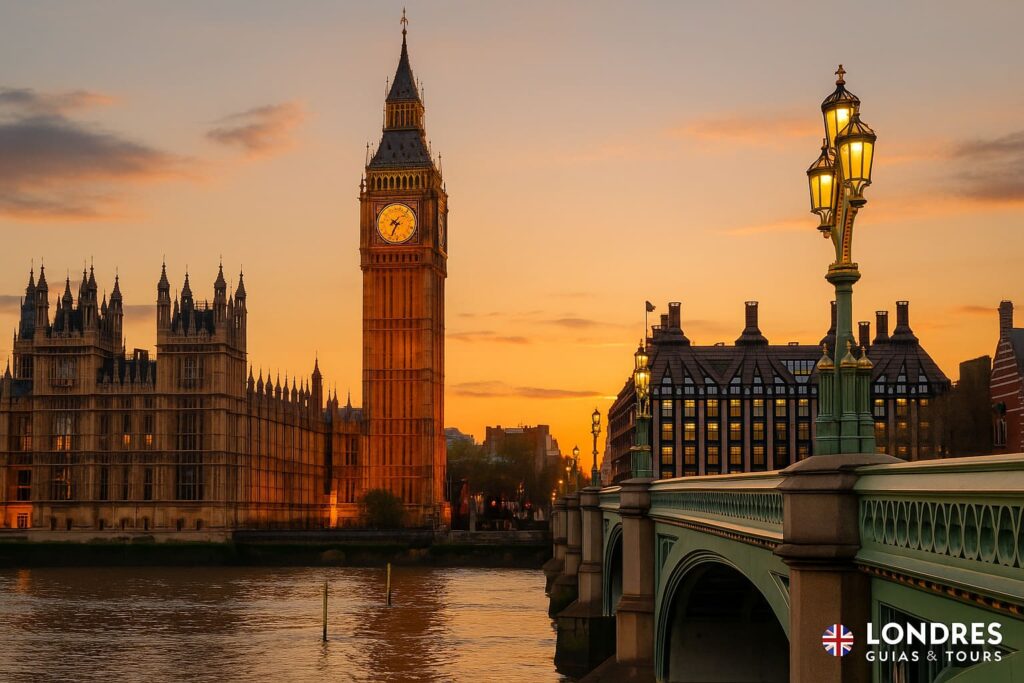 Big Ben al atardecer desde Westminster Bridge