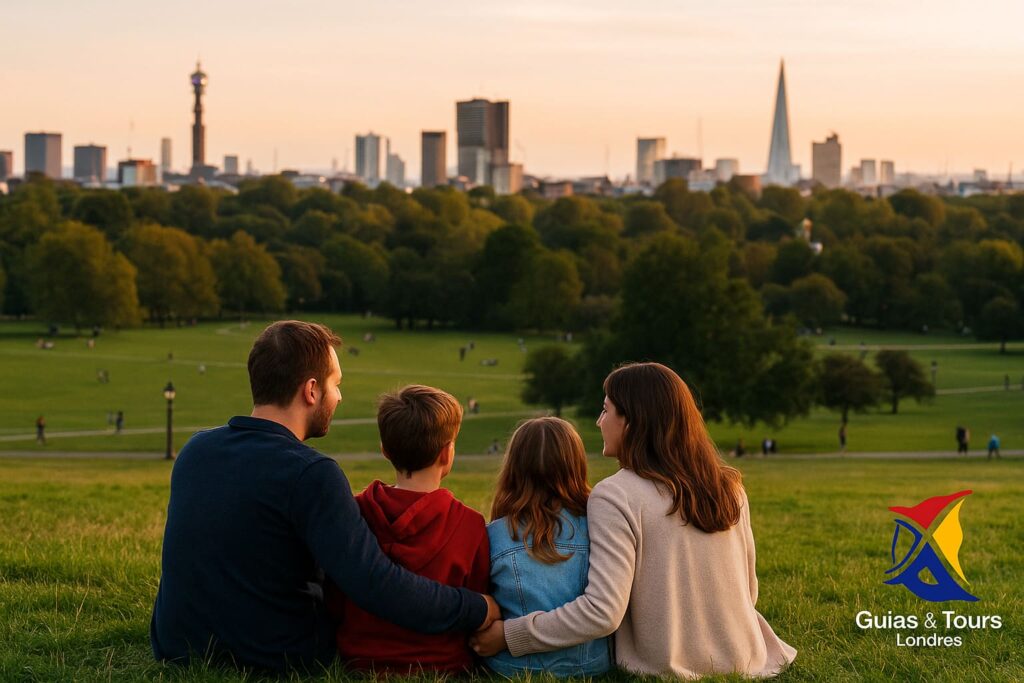 familia disfrutando de una panorámica desde Primrose Hill